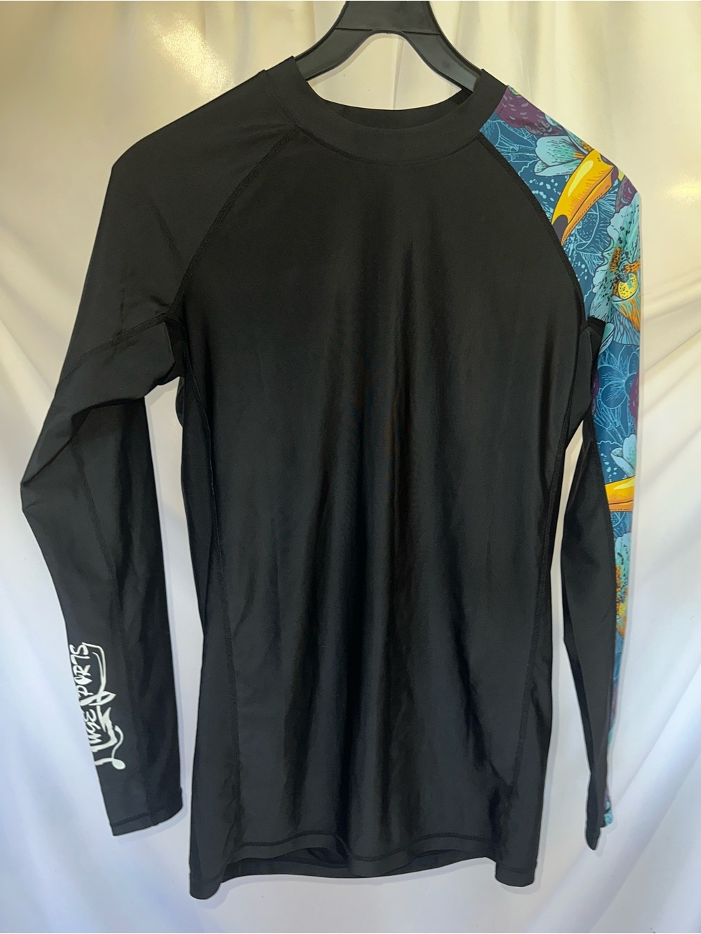 Rash Guard with Blue Tropical Sleeve